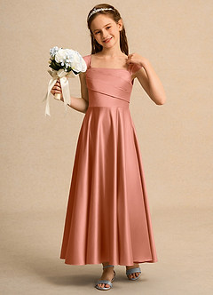 Azazie Bundle Junior Formal Flower Girl Klänningar Klä A-Line i Matt satäng Plisserad image4