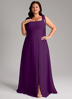 Azazie Debra Bridesmaid Dresses Grape A-Line with Pockets Chiffon Convertible Dress image10