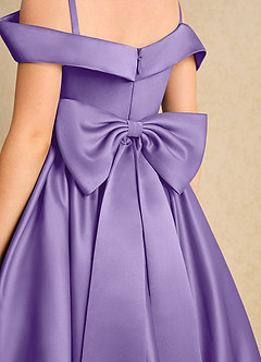 Azazie Favia Flower Girl Dresses Tahiti A-Line Off the Shoulder Matte Satin Dress image7