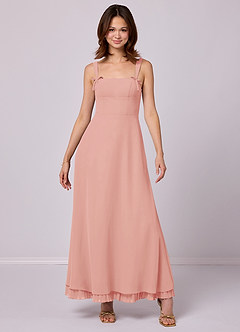 Barbie ♥ Azazie Bridesmaid Dresses Rosette A-Line Pleated Chiffon Dress image3