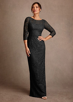 Azazie Van Buren Mother of the Bride Dresses Black Sheath Lace Dress image3