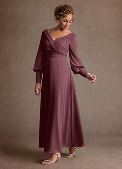 Azazie Paterson Kleider für die Brautmutter A-Linie Plissee Chiffon Kleid Sangria image5