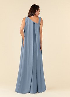 Azazie Franchesca Abiti per la Madre della Sposa Abito Sirena in Chiffon Elasticizzato Plissettato Blu Polveroso image5
