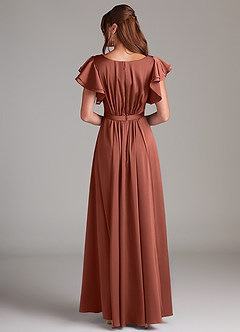 Azazie Daphne Bescheidene Brautjungfernkleider A-Linie Gestreift Stretch-Satin Bodenlänge Kleid image6