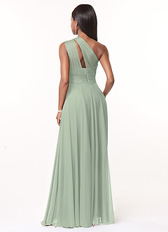 Azazie Charlize Bridesmaid Dresses Dusty Sage A-Line One Shoulder Mesh Dress image2