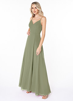 Azazie Lena Abiti da Damigella Abito A-Line in Chiffon Pizzo Pistacchio image6