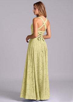 Azazie Francis Bridesmaid Dresses Lemon Sorbet A-Line Corset Floral Burnout Dress image2