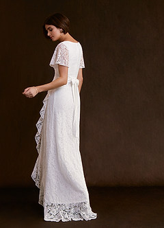 Azazie Lanei Wedding Dresses A-Line V-Neck Lace Floor-Length Dress image5