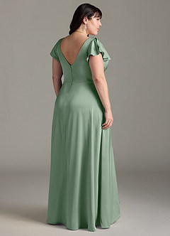 Azazie Omari Bridesmaid Dresses Matcha A-Line Stretch Satin Dress image8