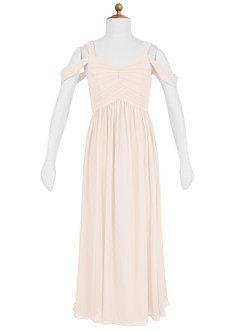 Azazie Lianne Junior Rose Petal A-Line Off the Shoulder Chiffon Dress image15