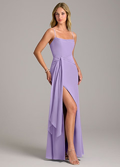Azazie Tahlia Bridesmaid Dresses Lilac A-Line with Belt Chiffon Dress image3
