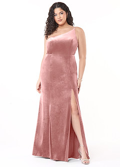 Azazie Kala Bridesmaid Dresses Dusty Rose A-Line One Shoulder Velvet Dress image8