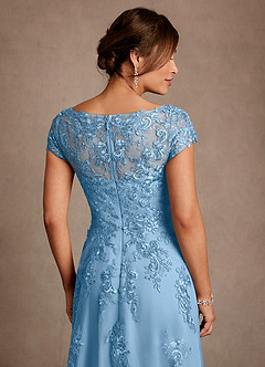 Azazie Jolanda Kleider für die Brautmutter A-Linie Spitze Kleid Stahlblau image6