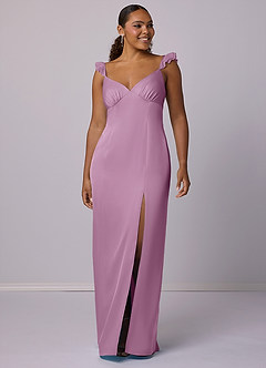 Barbie ♥ Azazie Bridesmaid Dresses Wisteria Sheath Stretch Satin Dress image8