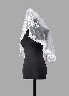 front Diamond and Lace Elbow Veil