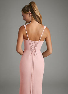 Azazie Asa Bridesmaid Dresses Powder Pink Sheath Corset Chiffon Dress image7