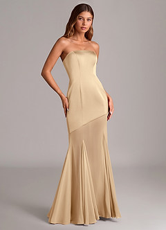 Azazie Uma Final Sale Champagne Mermaid Strapless Chiffon Convertible Dress image3