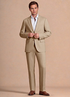 front Bennett Tan Traje de mezcla de lana