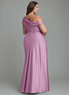 Azazie Emerson Brautjungfernkleider Meerjungfrau-Linie Schulterfrei Stretch-Satin Kleid Blauregen image9