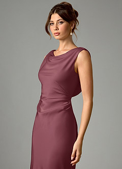 Azazie Kieryn Bridesmaid Dresses Desert Rose Mermaid Pleated Stretch Satin Dress image6