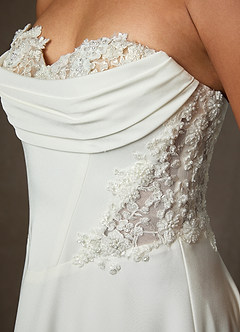 Azazie Ganelle Wedding Dresses Diamond White Nude A-Line Sweetheart Neckline Crepe Back Satin Dress image6