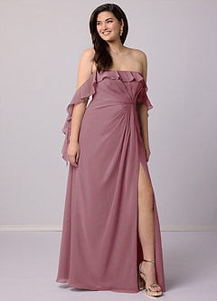 Barbie ♥ Azazie Bridesmaid Dresses Vintage Mauve A-Line Off the Shoulder Chiffon Convertible Dress image8