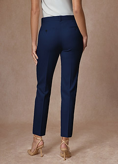 front Whitney Bleu Pantalon habillé long performant à tissage raffiné