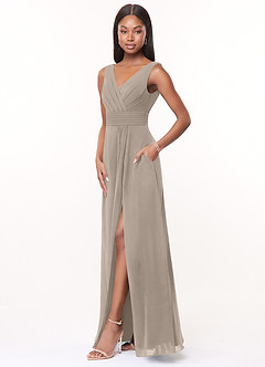 Azazie Karina Bridesmaid Dresses Frost A-Line Pleated Chiffon Dress image3