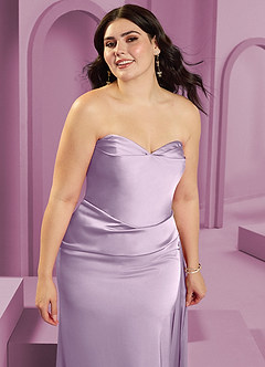 Barbie ♥ Azazie Bridesmaid Dresses Frosted Lilac Sheath Strapless Stretch Satin Convertible Dress image15