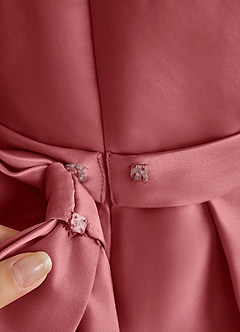 Azazie Princess Flower Girl Dresses Antique Rose A-Line Pleated Matte Satin Dress image7