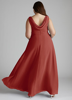 Azazie Karina Brautjungfernkleider A-Linie Plissee Chiffon Kleid Terrakotta image9