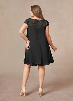 Azazie Tess Mother of the Bride Dresses Black Empire Sequins Chiffon Dress image8