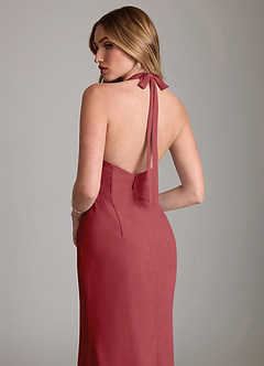 Azazie Valerie Bridesmaid Dresses Pomegranate Mermaid Pleated Chiffon Dress image6