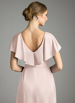 Azazie Lainey Bridesmaid Dresses Blushing Pink A-Line with Pockets Stretch Satin Dress image2
