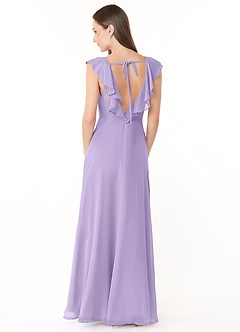 Azazie Yoko Bridesmaid Dresses Lilac A-Line Ruched Chiffon Dress image4