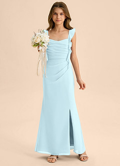 Azazie Jessamine Junior Cloud Blue Mermaid Sweetheart Neckline Chiffon Dress image1