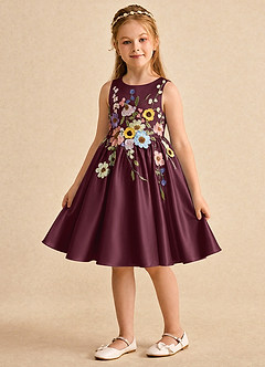 Azazie Prima Flower Girl Klänningar Klänning A-linje i Matt satäng Rosett image5