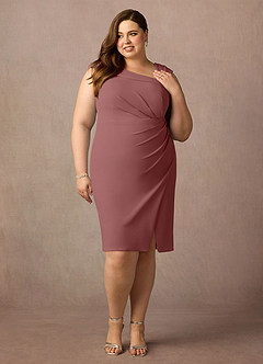 Azazie Cecily Mother of the Bride Dresses Desert Rose Sheath Stretch Crepe Dress image9