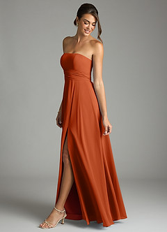 Azazie Tamira Suknie dla druhen Linia A Pofałdowany Szyfon Do ziemi Sukienka image3