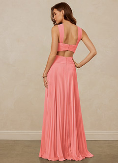 Christian Siriano Bridal for Azazie 1009 Bridesmaid Dresses Coral A-Line Pleated Chiffon Dress image4