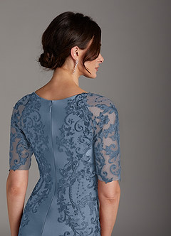 Azazie Farrah Mother of the Bride Dresses Dusty Blue Sheath Lace Stretch Crepe Dress image3