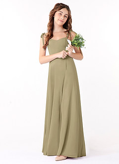 Azazie Rosey Junior A-Linie Herzausschnitt Chiffon Kleid Moosgrün image1