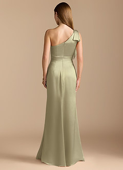 Azazie Rinna Bridesmaid Dresses Moss Green Mermaid Ruched Metallic Satin Dress image7