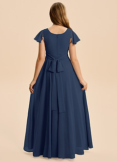 Azazie Cady Junior Dark Navy A-Line Pleated Chiffon Dress image2