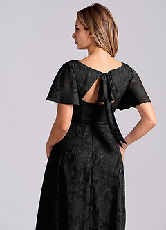 Azazie Kimber Jurken voor bruidsmeisjes Jurk van Bloemen Burn-out met A-Lijn met Zakken Zwart image2