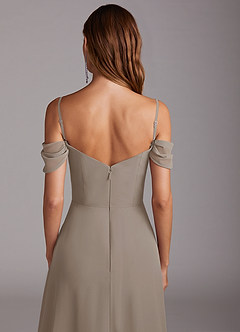 Azazie Marley Brautjungfernkleider Wandelbar A-Linie Schulterfrei Chiffon Kleid Taupe image9