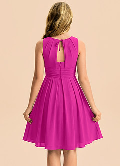 Azazie Bibiane Junior Vestido Fucsia de Gasa de Corte en A con Plisado image2