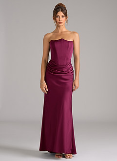 Azazie Debby Bridesmaid Dresses Red Plum Mermaid Strapless Stretch Satin Convertible Dress image5