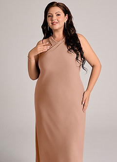 Azazie Doretta Bridesmaid Dresses Champagne Rose Mermaid Pleated Chiffon Dress image11