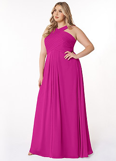 Azazie Kaleigh Bridesmaid Dresses Fuchsia A-Line Pleated Chiffon Dress image9